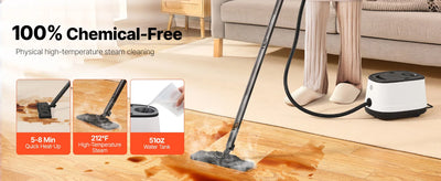 SucceBuy Steam Cleaner Multipurpose Powerful with 51oz Tank and Portable Handle for Grout Tile Floors Appliances Home&Car