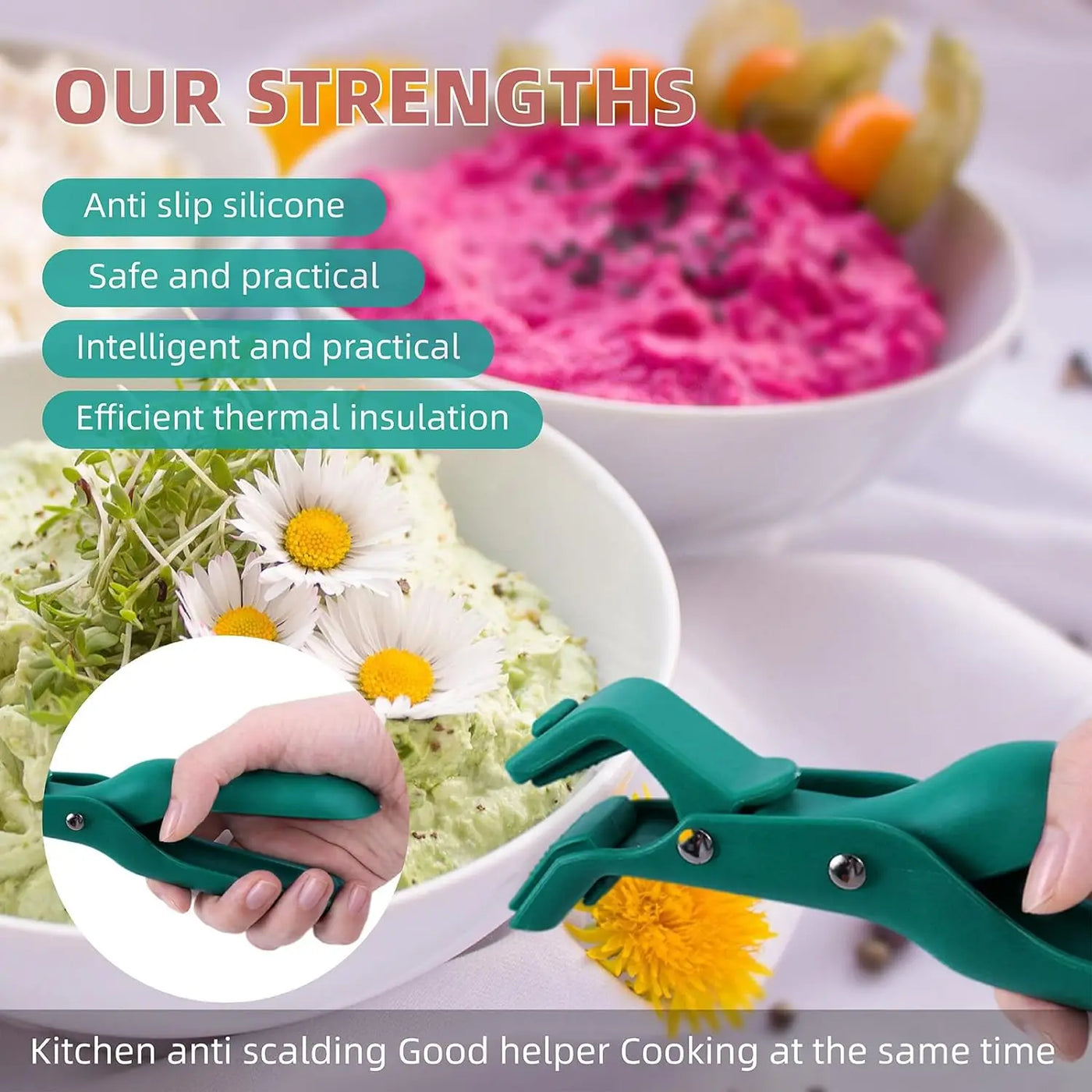 Easy Lift Anti-Scald Bowl Clip Hot Dish Non-slip Holder Plate Retriever Tongs Pot Pan Gripper Multifunction Kitchen Supplies