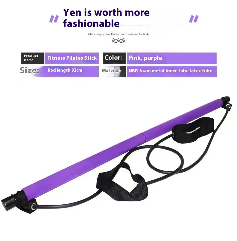 Adjustable Pilates Stick - Portable Fitness Bar with Resistance Bands