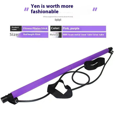 Adjustable Pilates Stick - Portable Fitness Bar with Resistance Bands