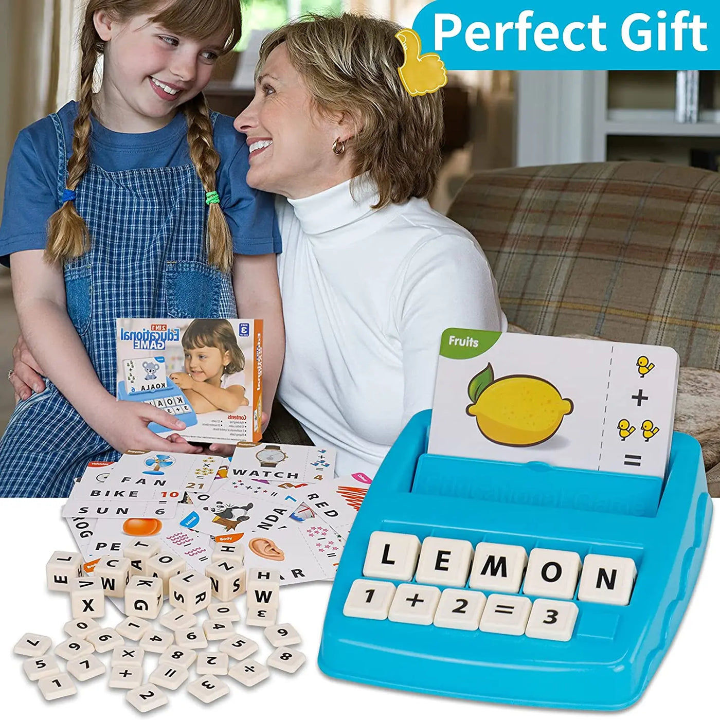 Educational Toys Learning Games for Kids 2 in 1 Matching Letter Spelling Number Cognition Early Math Game for Boys Girls Gifts