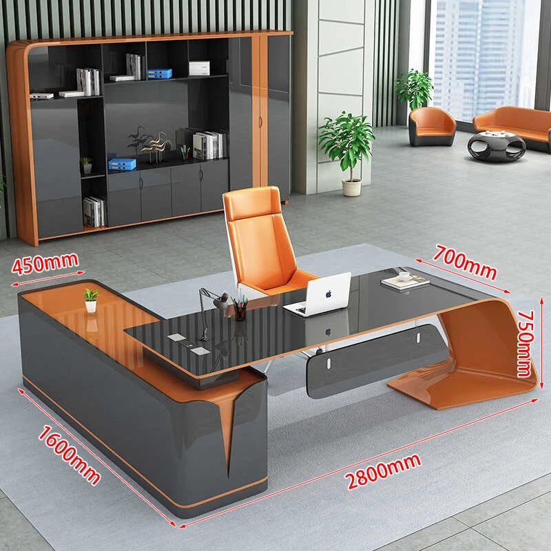 Modern Technology Boss Desk Lacquer Panel Piano Office Furniture Modular President Desk for Business  Luxury Office Furniture  b