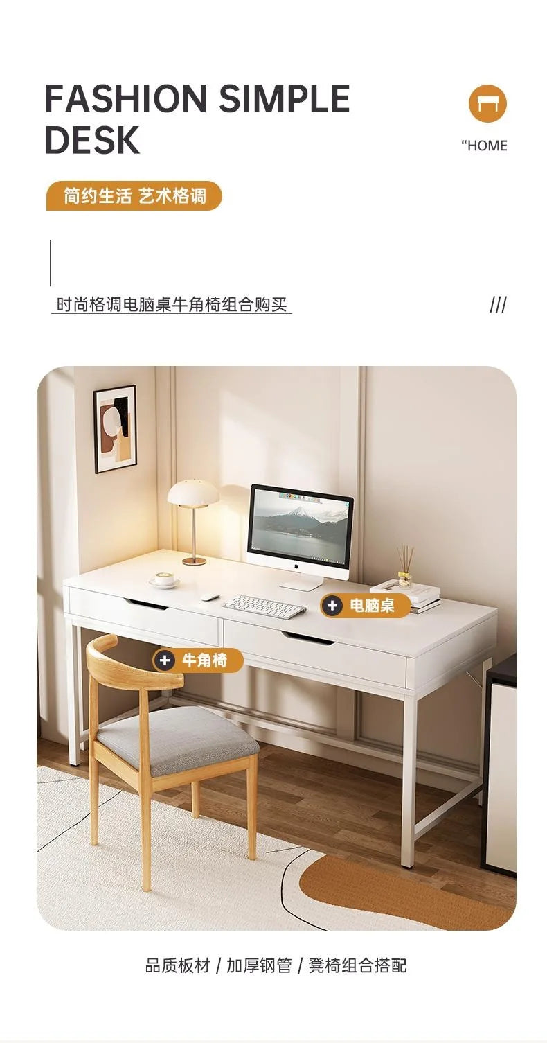 Home Computer Desk with Storage Shelves Modern Executive Study