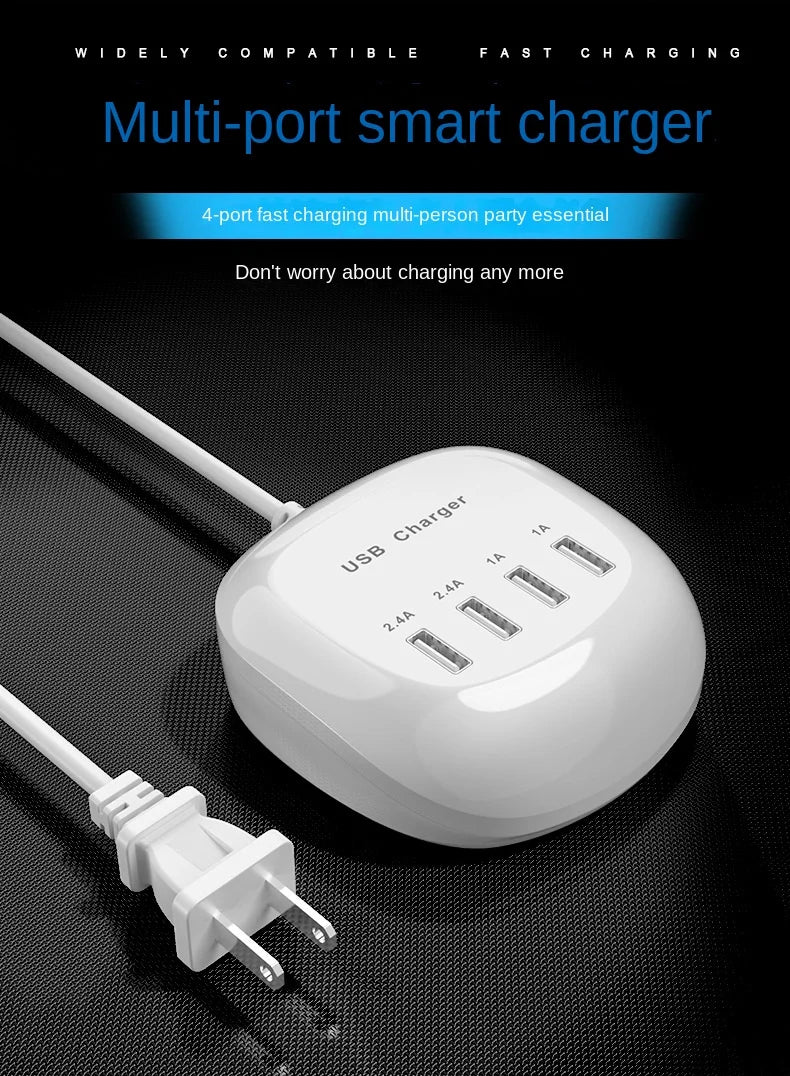 4/10-Ports USB Charging Station50W/10A Multi Port USB C Hub Charger for Cellphone Tablet Multiple Devices Extension Socket
