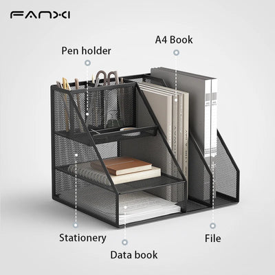 Desk Organizer, Office Supplies with 2 Paper Organizer