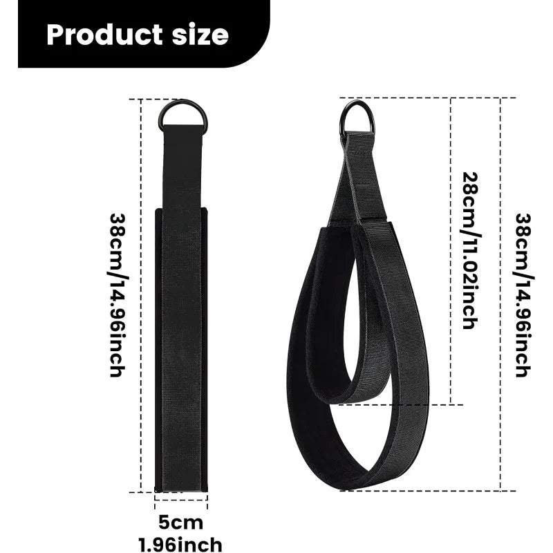 2Pcs Black Fitness D-Ring Double Loop Strap, Pilates Equipment D-Ring Strap, Home Gym Yoga Workout Sports Accessories