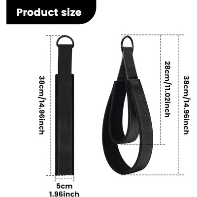 2Pcs Black Fitness D-Ring Double Loop Strap, Pilates Equipment D-Ring Strap, Home Gym Yoga Workout Sports Accessories