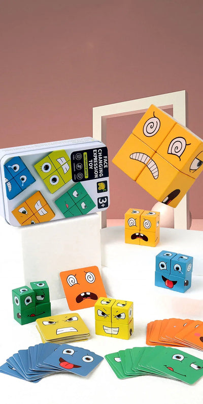 Kids Educational Toys Emotion Change Blocks Expressions Puzzles Children  Cube Games Early Learning Montessori Geometry Face