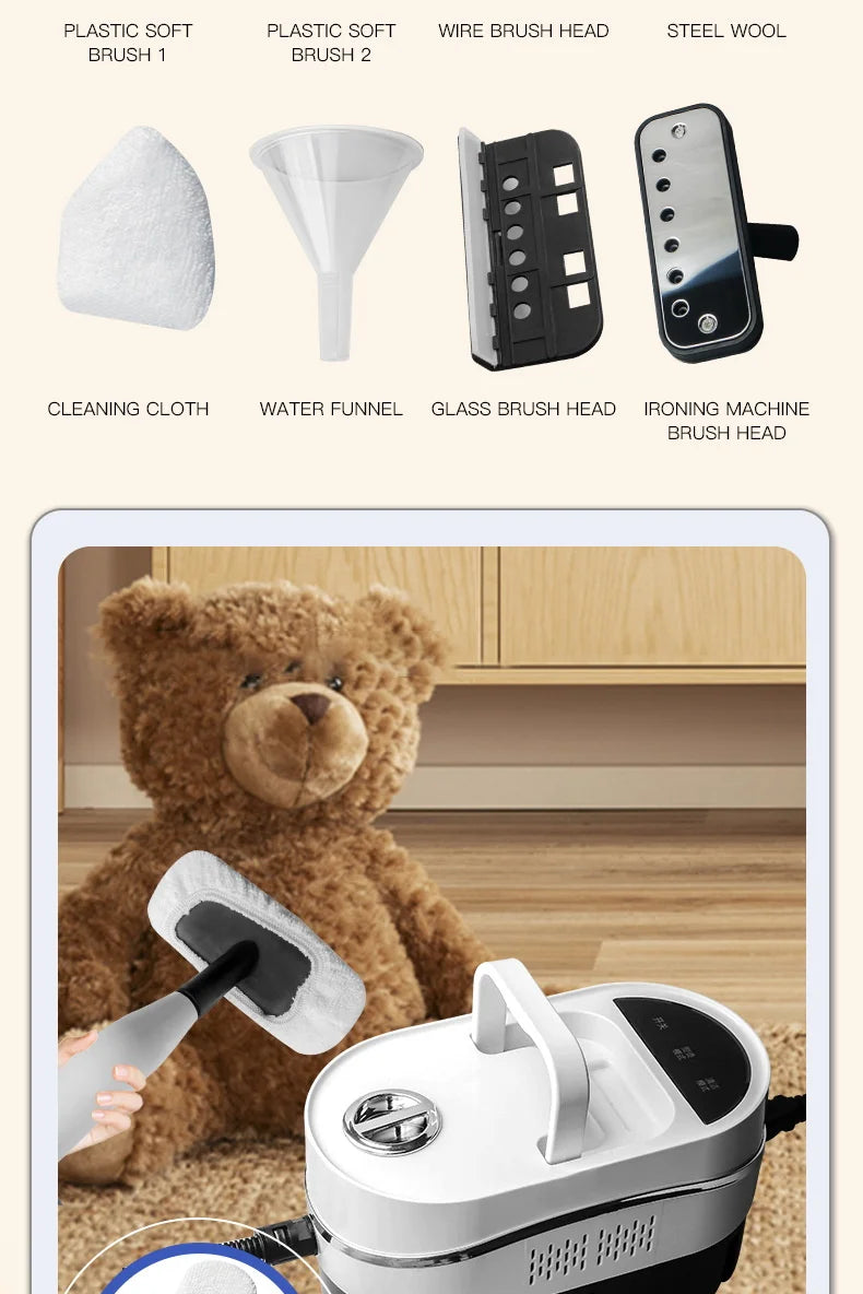 Steam Cleaner High Temperature Household Sterilization for Air Conditioner,Sofa,Kitchen Hood Car Handheld Steam Cleaner EU Plug