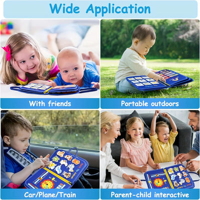 Montessori Busy Board for Toddlers Sensory Toy Fine Motor Skills Activity Travel Learning Gift for Boys Girls Blue Polyester