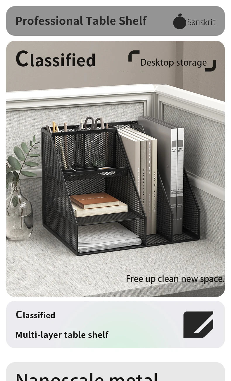 Desk Organizer, Office Supplies with 2 Paper Organizer