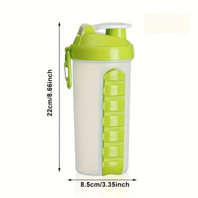 600ml 2-in-1 SmartWater Bottle with Medicine Case Leak Proof Sports Design Outdoor Adventures Fitness Travel Easy Carry Health