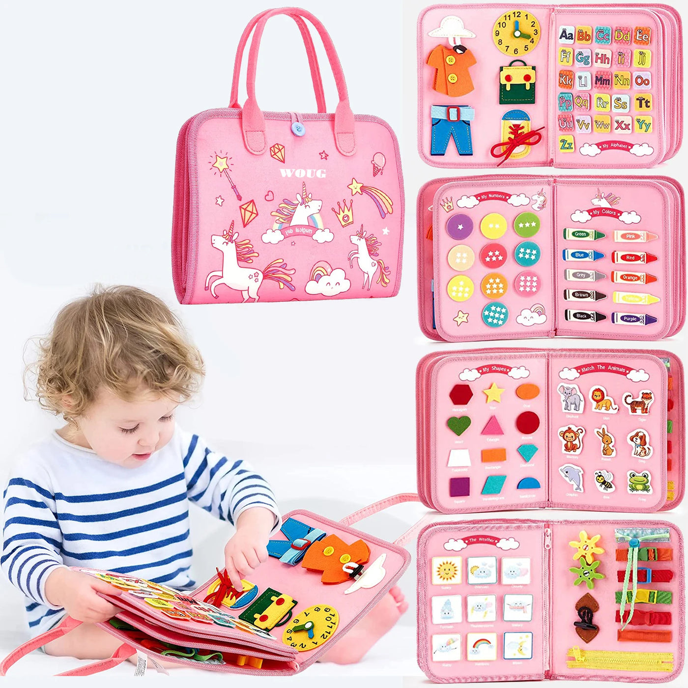 Montessori Toys Busy Board Sensory Activity Developing Board for Motor Skills,Learning Board for Toddlers  Christmas Gift