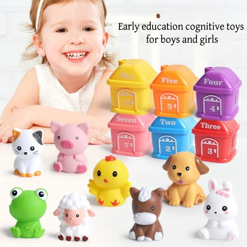 Learning Toys for 3+ Year Old Toddlers, 10pcs Farm Animals Barn Toys Finger Puppets for Kids,Montessori Counting Matching
