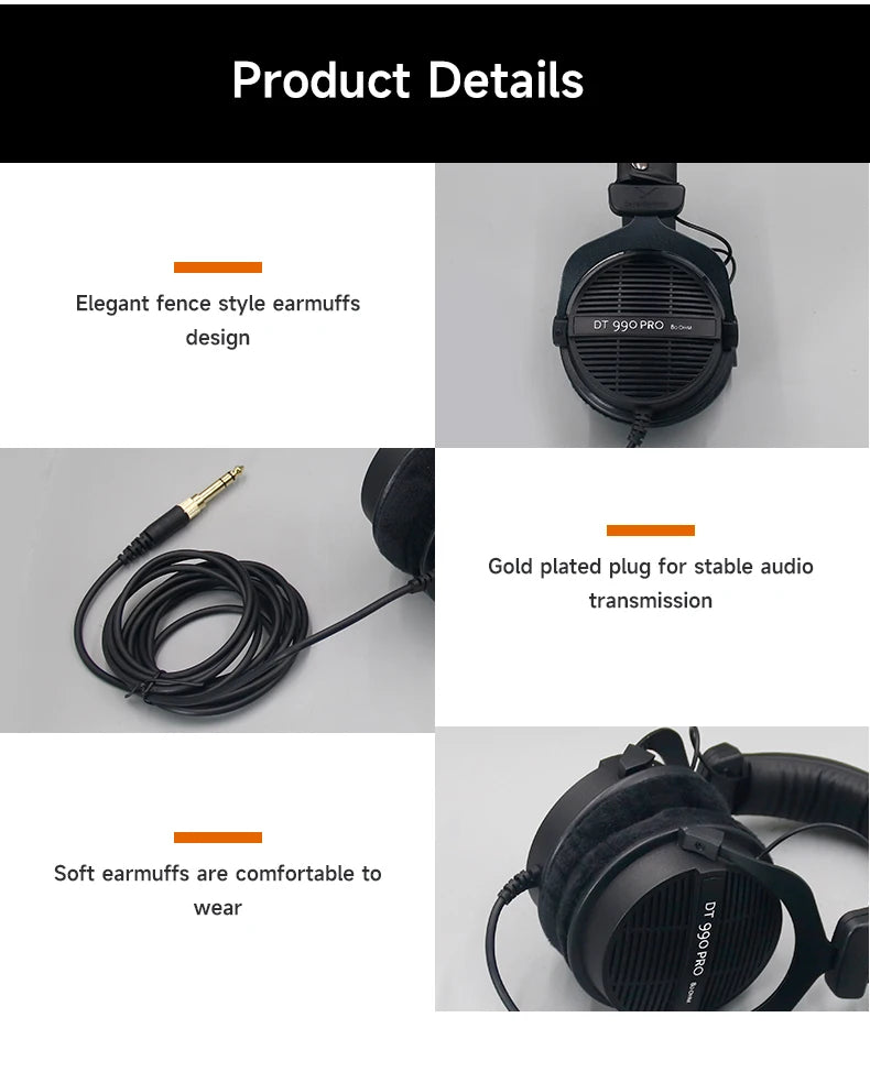 DT 990 PRO Open-Back Studio Monitor Headphones with High-Resolution Audio for Mixing and Mastering