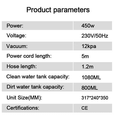 2024 BOL Hot Sale OEM 450W    Handhold Portable  Powerful Suction Carpet Cleaner for Carpet and Sofa Fabric Stain