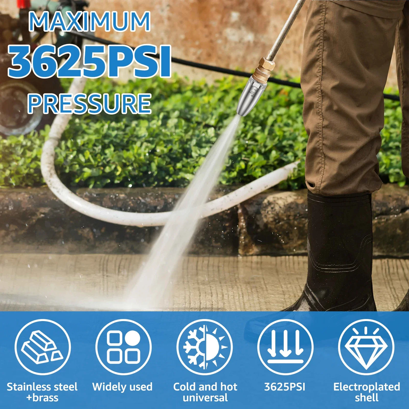 Car Wash Accessories Pressure Washer 3625 PSI Max Rotating 360 Pressure Washer Turbo Nozzle With 1/4 Quick Connect Rust Removing