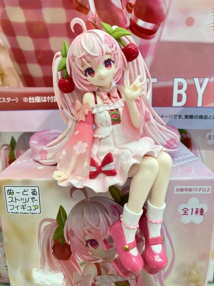 2025 New Sakura Miku Anime Toy Cute Hatsune Miku Pretty Girl Sitting Style Figurine Model Collection Toy Gifts