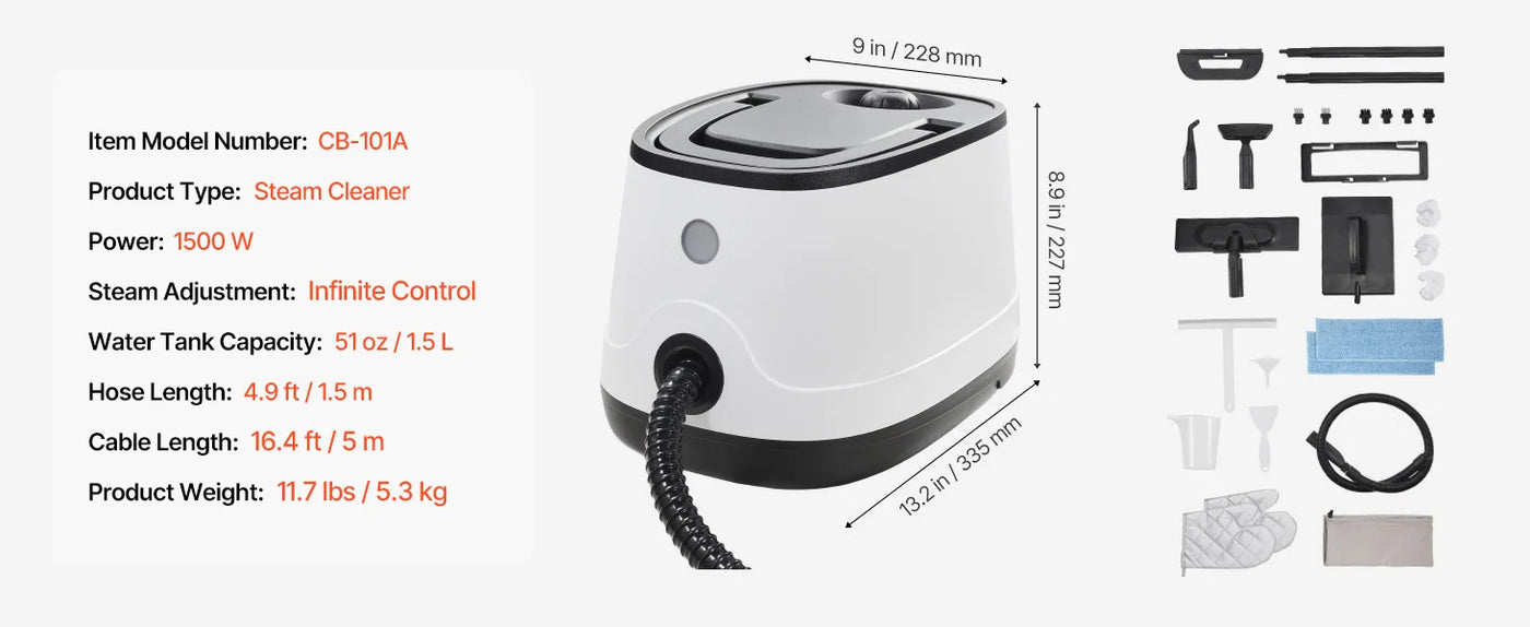 SucceBuy Steam Cleaner Multipurpose Powerful with 51oz Tank and Portable Handle for Grout Tile Floors Appliances Home&Car