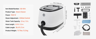 SucceBuy Steam Cleaner Multipurpose Powerful with 51oz Tank and Portable Handle for Grout Tile Floors Appliances Home&Car
