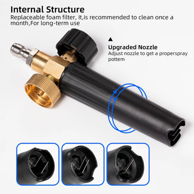 High - Pressure Washer Set - 300 bar, Multi - Purpose, 1L Foam Cannon, 5 Nozzles, M22 - 14 Connection, 1/4 Quick Connect