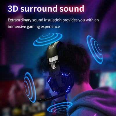 Gaming Headphones Wired Headset with Microphone 3.5mm Surrond Sound Stereo Deep Bass for PS4 PS5 PC Laptop XBOX Gamer Glowing