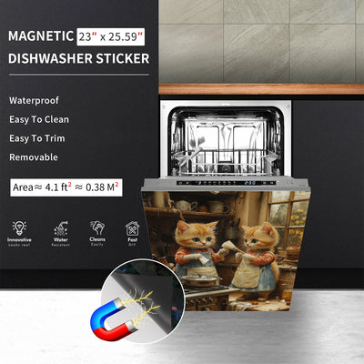 Easy-Clean Magnetic Dishwasher Door Cover - No Glue Needed, Perfect for Kitchen Decor & Stainless Steel Panels, 23.03x25.59 inch