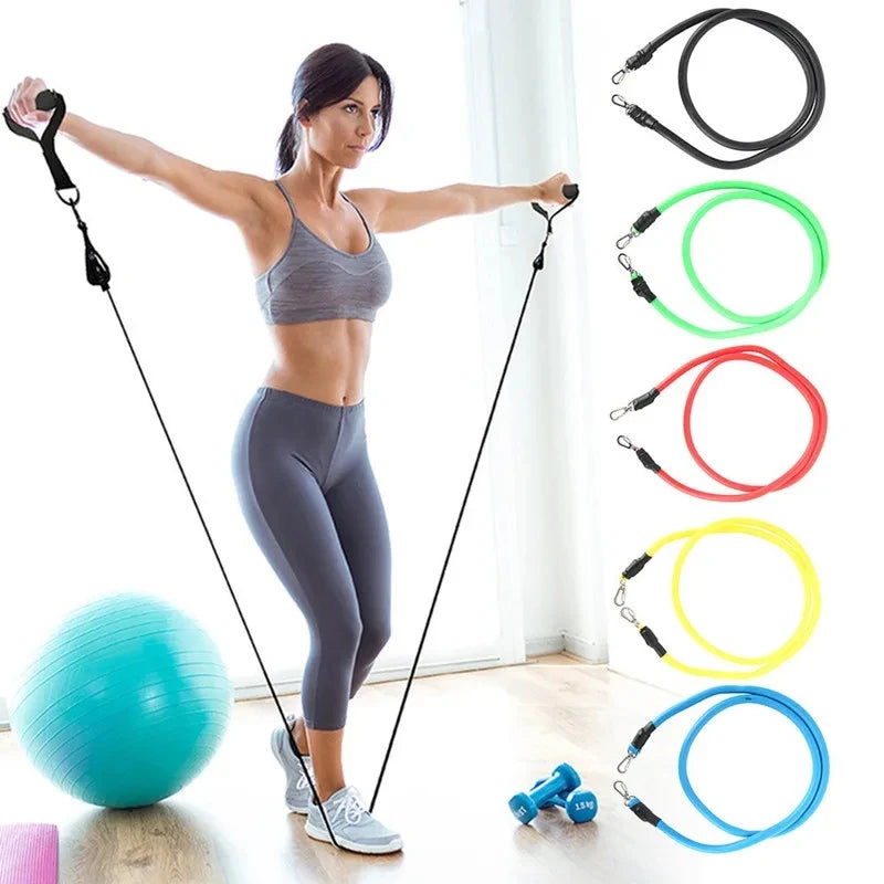 11-Piece Resistance Bands Set - Complete Home Gym Workout Kit
