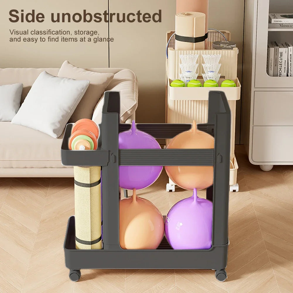 Gym Equipment Organizer Trolley with Wheels Sports Equipment
