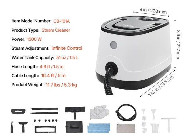 SucceBuy Steam Cleaner Multipurpose Powerful with 51oz Tank and Portable Handle for Grout Tile Floors Appliances Home&Car