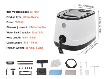 SucceBuy Steam Cleaner Multipurpose Powerful with 51oz Tank and Portable Handle for Grout Tile Floors Appliances Home&Car