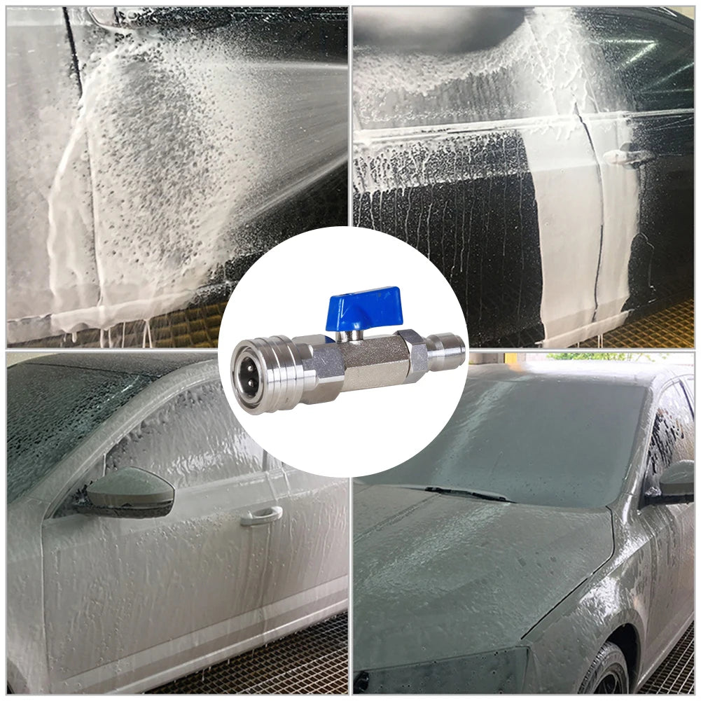 High Pressure Washer Ball Valve Kit with 3/8 Or 1/4 Inch Quick Connector Quick Connect Ball Valve 4500 PSI for Power Washer Hose