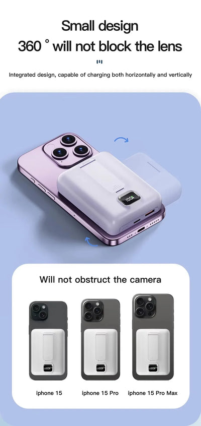 Portable Magnetic Wireless10000mAh Transparent Power Bank Supports PD20W 15W Charging Mobile Power Supply  for iPhone
