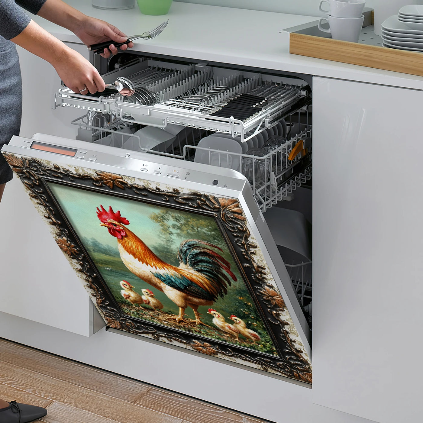 Easy-Clean Magnetic Dishwasher Door Cover - No Glue Needed, Perfect for Kitchen Decor & Stainless Steel Panels, 23.03x25.59 inch