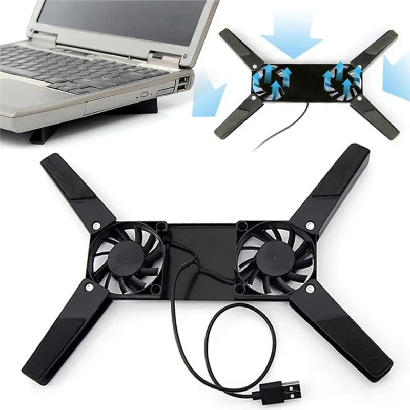 1PCS Air-cooling Laptop Cooler Laptop Cooling Pad USB Powered Cooling Dock Bracket Stand Dual Fan for PC Fan Gaming Accessory