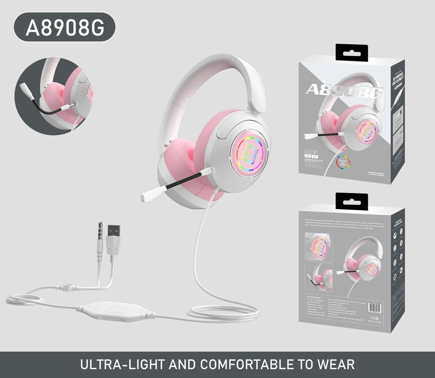 Original Earphones Wired Gaming Headset 3.5mm Wired Headphones Over Ear with Microphone Stereo Earbuds Sports For PS4 PC Phones