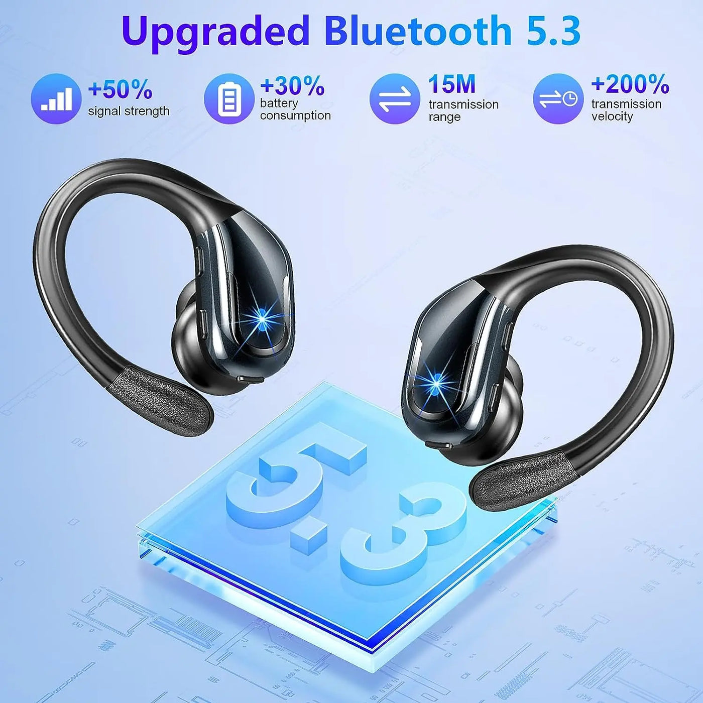 75Hrs Bluetooth 5.3 Earphones IP7 Waterproof Wireless Headphones