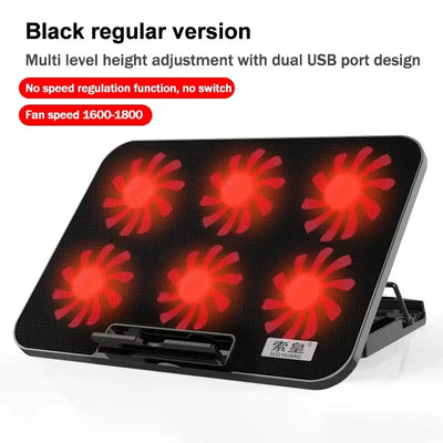 S6 Laptop Game 6 Cooling Fans Pad Compatible with 13-17.3 Inch Multi Heights Adjustable for Notebook Ultrabook Gamebook Macbook