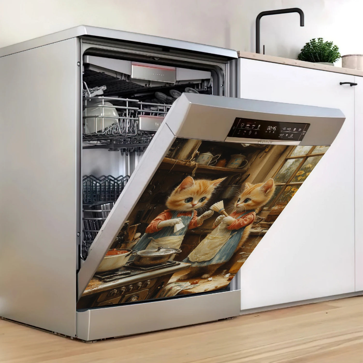 Easy-Clean Magnetic Dishwasher Door Cover - No Glue Needed, Perfect for Kitchen Decor & Stainless Steel Panels, 23.03x25.59 inch