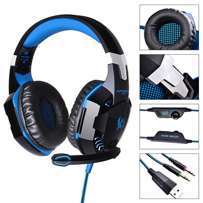 G2000 Gaming Headsets Big Headphones with Light Mic Stereo Earphones Deep Bass for PC Computer Gamer Laptop PS4 New X-BOX