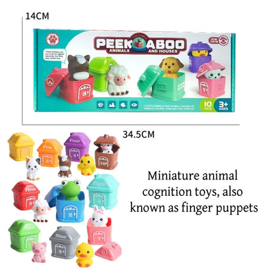 Learning Toys for 3+ Year Old Toddlers, 10pcs Farm Animals Barn Toys Finger Puppets for Kids,Montessori Counting Matching