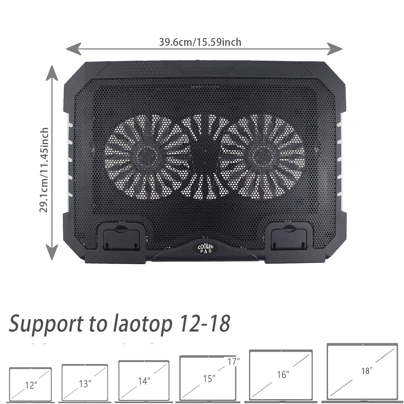 Laptop Cooling Pad,12"-17"Laptop Cooler,Gaming Laptop Cooling Stand, Wind Speed Adjustable, 2 USB Powered Laptop Fan Cooling Pad