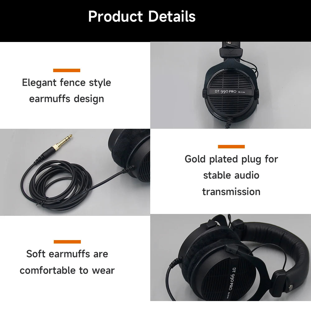 DT 990 PRO Open-Back Studio Monitor Headphones with High-Resolution Audio for Mixing and Mastering