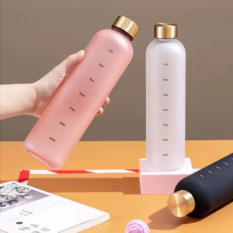 Water bottle, inspirational water bottle with time mark, reusable water bottle, suitable for gym fitness workout travel