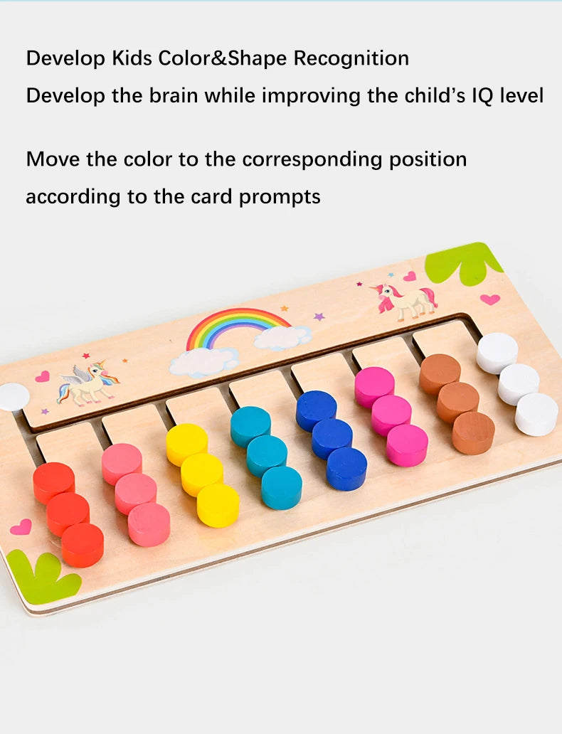 Montessori Learning Toys Mobile Color and Shape Puzzle,Matching Brain Teasers Logic Game Early Educational Wooden Toys for Kids