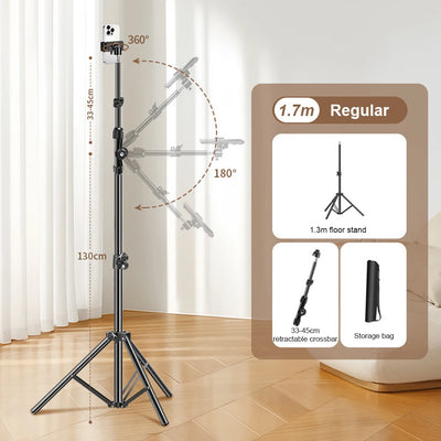 Phone Tripod Adjustable Horizontal Overhead Tripod Horizontal Stand for Video Recording