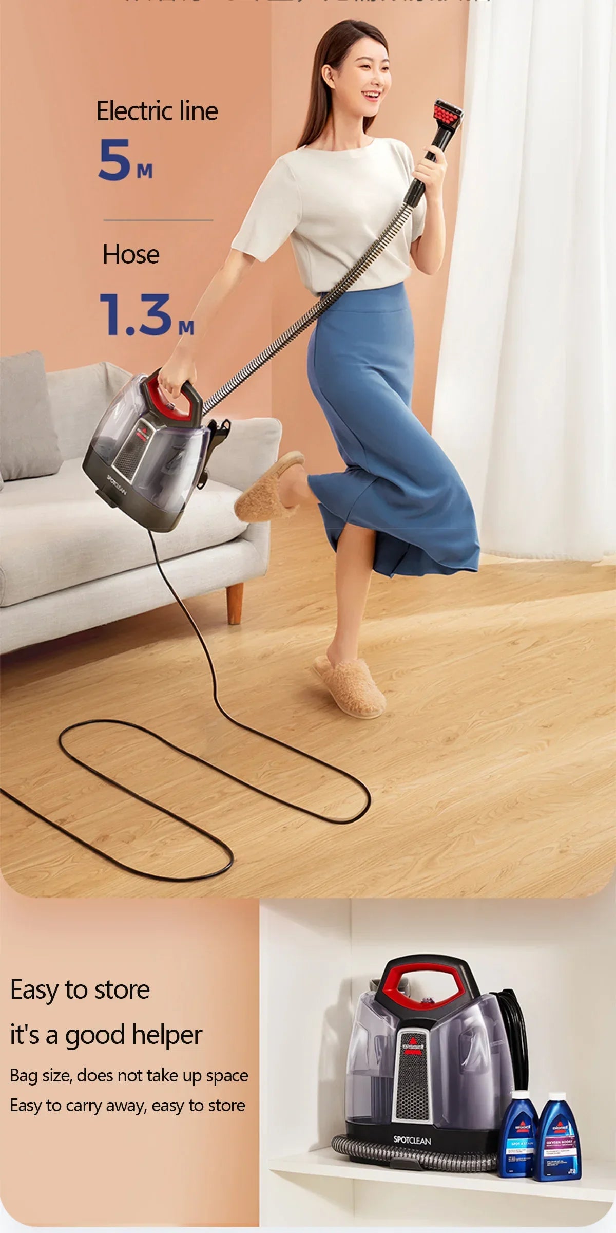 BISSELL SpotClean Handheld Steam Cleaner Sofa Carpet Curtain Car Vacuum Cleaner Spray Suction Integrated Machine Clean Machine