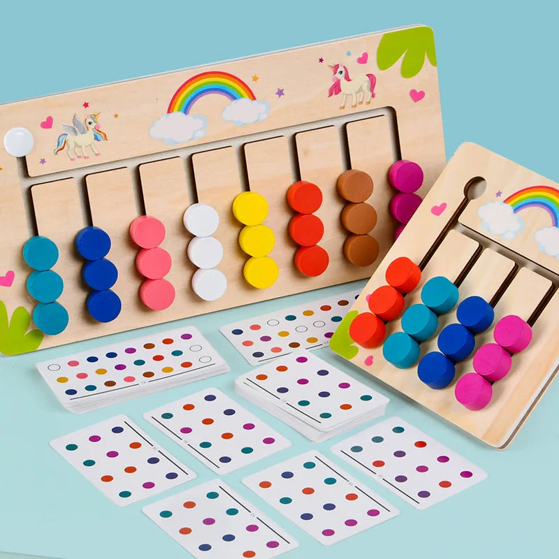 Montessori Learning Toys Mobile Color and Shape Puzzle,Matching Brain Teasers Logic Game Early Educational Wooden Toys for Kids