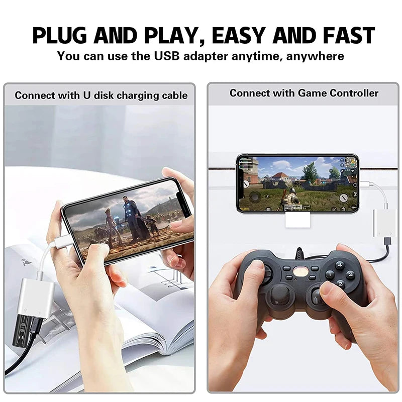 OTG Adapter For iPhone 14 13 12 11 Pro Max XR 8 Plus Lightning To USB Cable 3.0 Converter For Mouse Keyboard Camera Card Reader