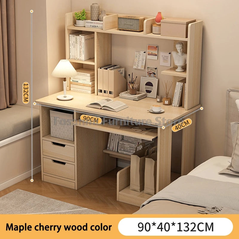Modern Office All-in-One Desk with Storage Drawers and Shelf Home Gaming Writing Computer Table PC Gamer Desks Table for Bedroom